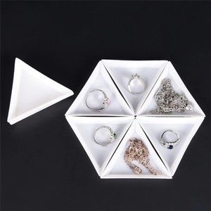10Pc White Triangle Plastic Jewelry Sorting Trays For Findings & Beads